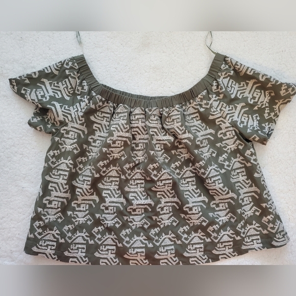 Bundle Only: Skies‎ Are Blue Women  L Green Allover Tribal Embroidery Lined Top - Picture 7 of 8